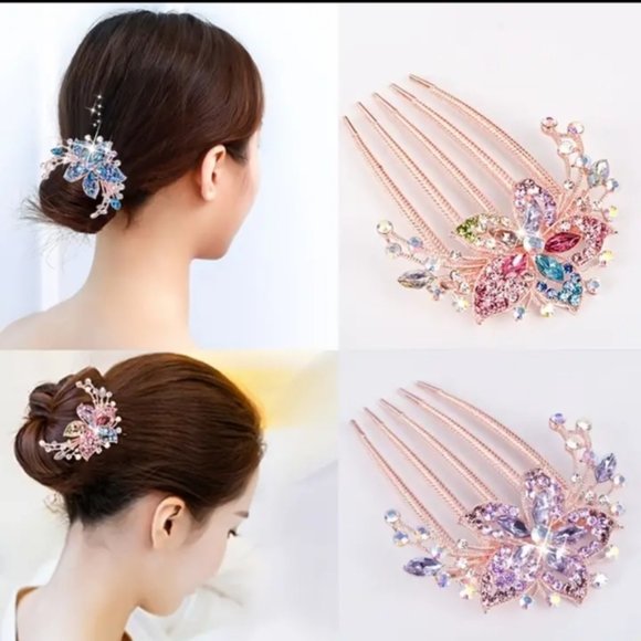 RHINESTONE HAIR COMB in Amethyst - Picture 2 of 3